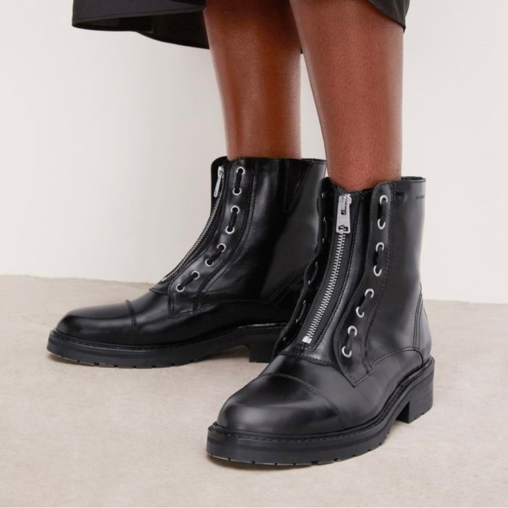 ALLSAINTS Women’s Alaria Combat Boot - Black - Size - 37 .EU / 7 .US